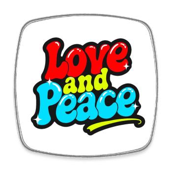 Love and Peace Retro Groovy Inschrift - Viereckiger Kühlschrankmagnet - Weiß - Vorne