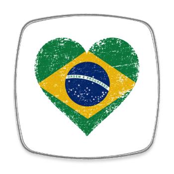 Brasilien Flagge Herz - Viereckiger Kühlschrankmagnet - Weiß - Vorne