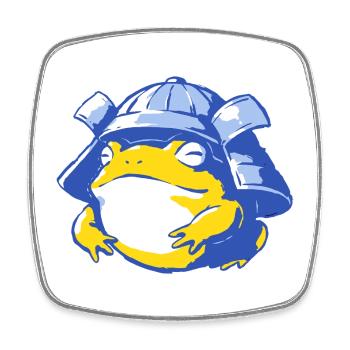 Frog Stepper with Helmet – Cartoon Adventure - Square fridge magnet - white - Front