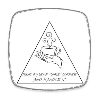 Minimalist Coffee Line Art Triangle Geometric - Square fridge magnet - white - Front