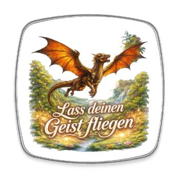 Geistflügel Drachentraum - Viereckiger Kühlschrankmagnet - Weiß - Vorne