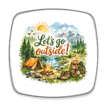 Allons dehors Aquarelle Camping Design - Magnet carré - blanc - Devant