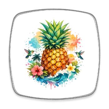 Art aquarelle du Paradis Tropical Pineapple - Magnet carré - blanc - Devant