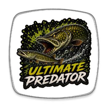 Pike Fishing Ultimate Predator T-Shirt - Square fridge magnet - white - Front