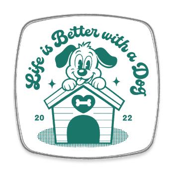 Life Is Better With A Dog Cartoon - Square fridge magnet - white - Front