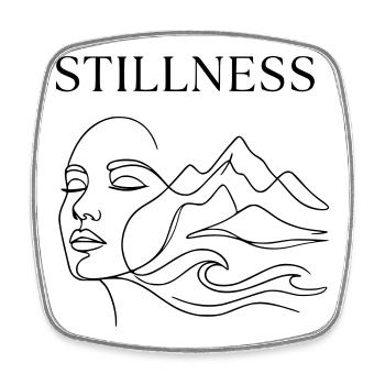 Stillness Minimalist Line Art  - Square fridge magnet - white - Front