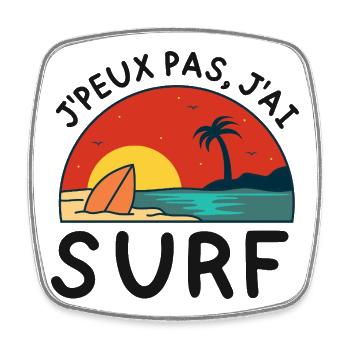 Surf au coucher de soleil palmier - Magnet carré - blanc - Devant