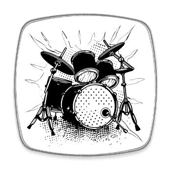 percussion - Magnet carré - blanc - Devant