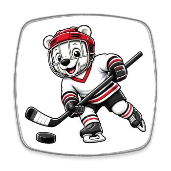 Süßer Eisbär beim Eishockey Spielen - Viereckiger Kühlschrankmagnet - Weiß - Vorne