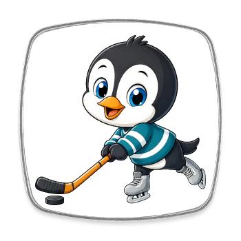 Süßer Pinguin Cartoon Eishockey Spieler - Square fridge magnet - white - Front