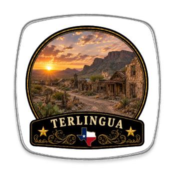 Terlingua Ghost Town Texas Desert Sunset - Square fridge magnet - white - Front