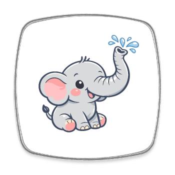 Éclaboussure d’eau d’éléphant joyeux - Magnet carré - blanc - Devant
