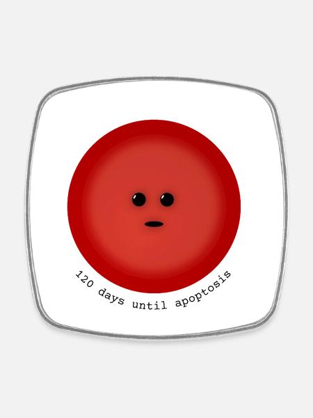 Cute Red Blood Cell / Erythrocyte - Apoptosis - Square fridge magnet - white