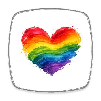 Colorful Rainbow Heart | Pride Acrylic Art - Square fridge magnet - white - Front