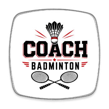 Badminton Coach - Square fridge magnet - white - Front