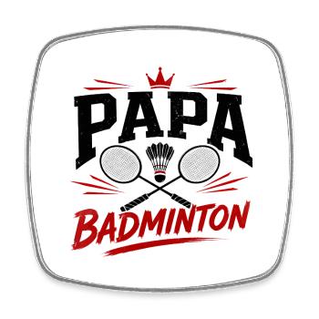 Papa Badminton - Viereckiger Kühlschrankmagnet - Weiß - Vorne