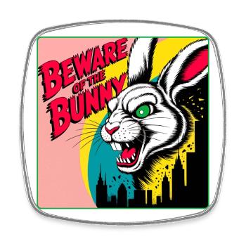 Böser Hase Horror Comic Style - Viereckiger Kühlschrankmagnet - Weiß - Vorne