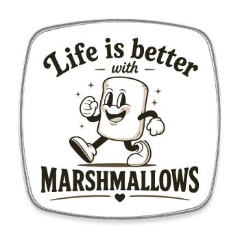 Das Leben ist besser mit Marshmallows - Viereckiger Kühlschrankmagnet - Weiß - Vorne