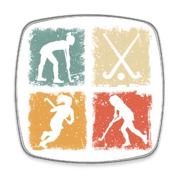 Visuel rétro de hockey sur gazon pour femmes et filles - Magnet carré - blanc - Devant