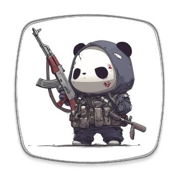 Battle Panda in Tactical Outfit - Square fridge magnet - white - Front