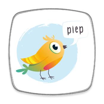 Bunter Vogel mit Piepsprechblase - Viereckiger Kühlschrankmagnet - Weiß - Vorne