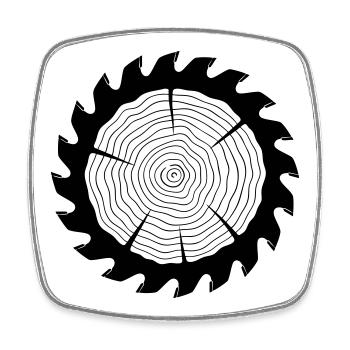 Carpenter Saw Blade Wooden Disc - Square fridge magnet - white - Front