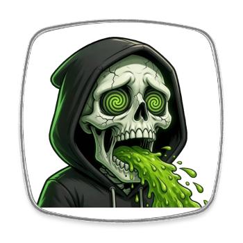 Grüner Schleimskull - Viereckiger Kühlschrankmagnet - Weiß - Vorne