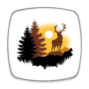 Hirsch bei Sonnenaufgang  - Viereckiger Kühlschrankmagnet - Weiß - Vorne