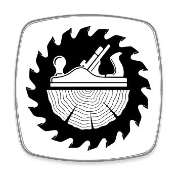 Carpenter Planer Saw Blade Motif - Square fridge magnet - white - Front