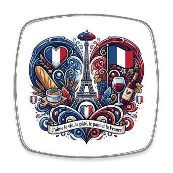 Paris Saveurs et Tour Eiffel - Magnet carré - blanc - Devant