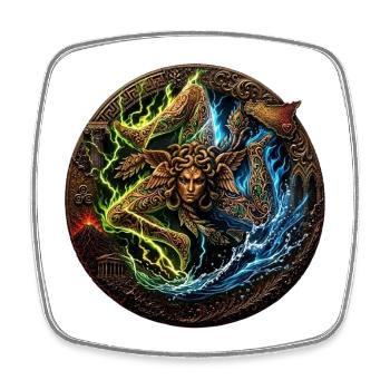 Sicilia n'do cori - trinacria storm edition - Square fridge magnet - white - Front