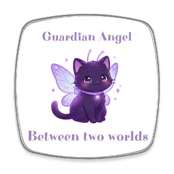 Guardian Angel Fairy Cat - Square fridge magnet - white - Front
