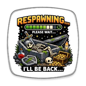 Respawning in the Grave – Treasure Chest - Square fridge magnet - white - Front
