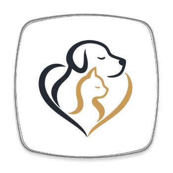 Heart Shape Dog Cat Duo - Square fridge magnet - white - Front