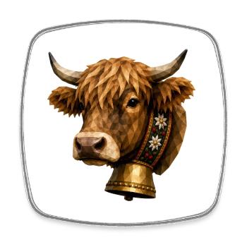 Polygon bull head with bell - Square fridge magnet - white - Front