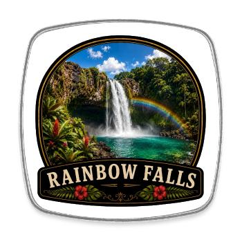 Hawaii Rainbow Falls Urlaub USA Karibik - Viereckiger Kühlschrankmagnet - Weiß - Vorne