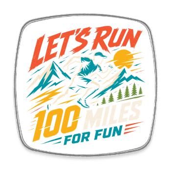 Courons 100 miles pour le plaisir Ultra Runner Shirt - Magnet carré - blanc - Devant