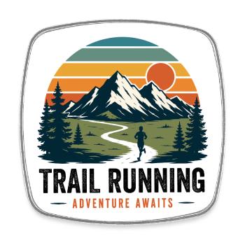 Aventure de trail Running attend un coucher de soleil vintage - Magnet carré - blanc - Devant