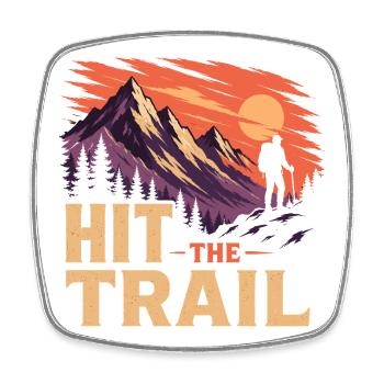 Hit the Trail - Outdoor Adventure - Square fridge magnet - white - Front