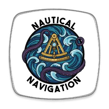 Vintage Nautical Navigation Sextant Sea Badge - Square fridge magnet - white - Front