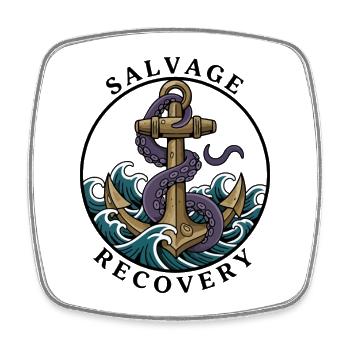Vintage Kraken Octopus Marine Anchor Sea Badge - Square fridge magnet - white - Front