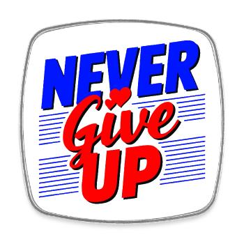 Never Give Up Workout Gym Motivational T-Shirt - Square fridge magnet - white - Front