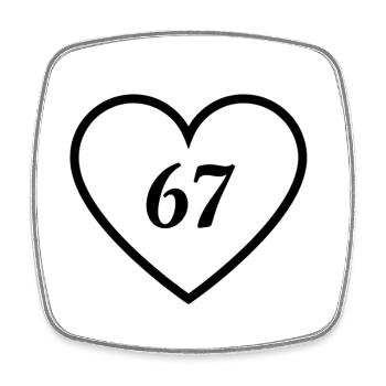 67 Herz - Viereckiger Kühlschrankmagnet - Weiß - Vorne