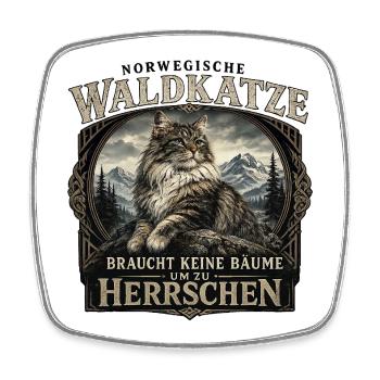 Norwegische Waldkatze: Herrschaft - Viereckiger Kühlschrankmagnet - Weiß - Vorne