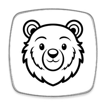 Bear face - Square fridge magnet - white - Front