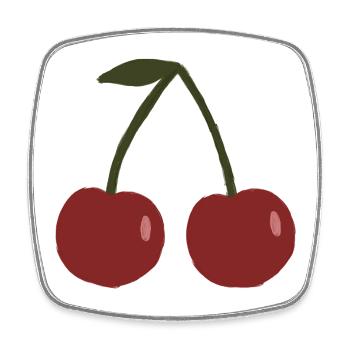 T-shirt croquis Twin Cherry - Magnet carré - blanc - Devant