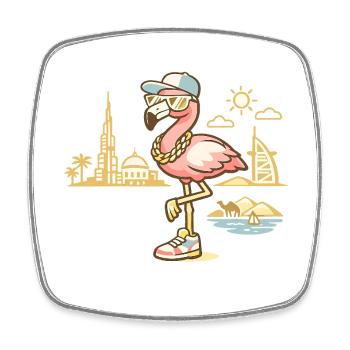 Flamingo Streetstyle Skyline - Viereckiger Kühlschrankmagnet - Weiß - Vorne