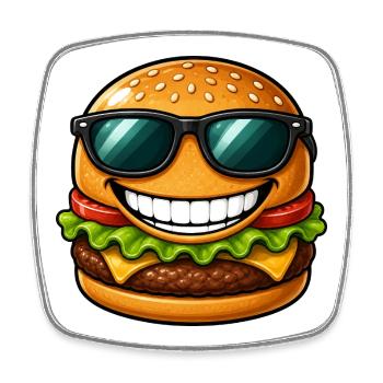 Cool cheeseburger with sunglasses summer - Square fridge magnet - white - Front