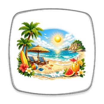 Summer Vibes Tropical Beach Sunset Design - Viereckiger Kühlschrankmagnet - Weiß - Vorne