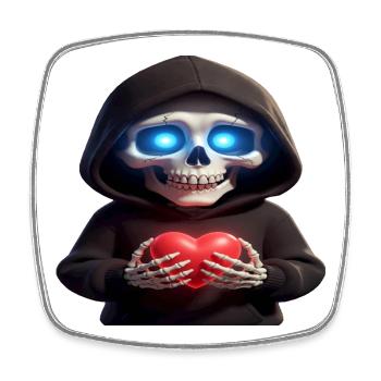 Skeleton with heart - Square fridge magnet - white - Front